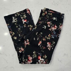Pilcro and the Letterpress Demilune Boot Floral Pants Black Size 29 Bootcut